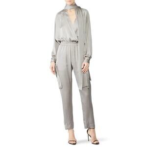 Juan Carlos Obando Draped Self Tie Silky Jumpsuit in Silver Size M $1295